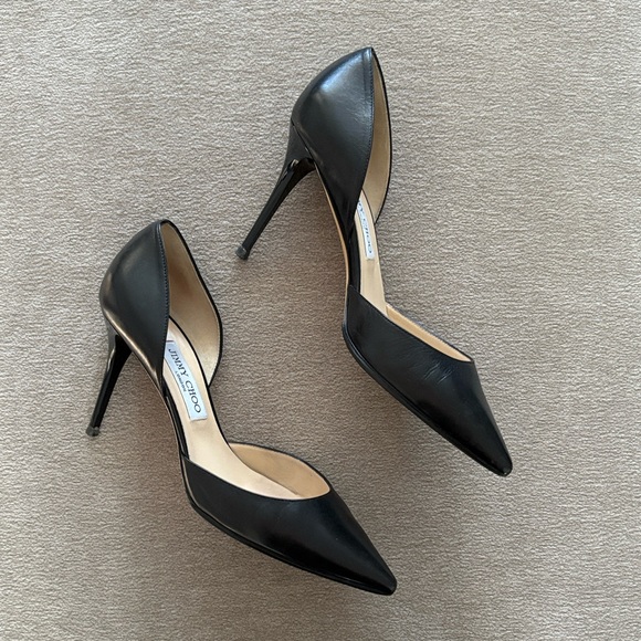 Jimmy Choo Addison 80 Leather d'Orsay Pumps - Picture 4 of 11